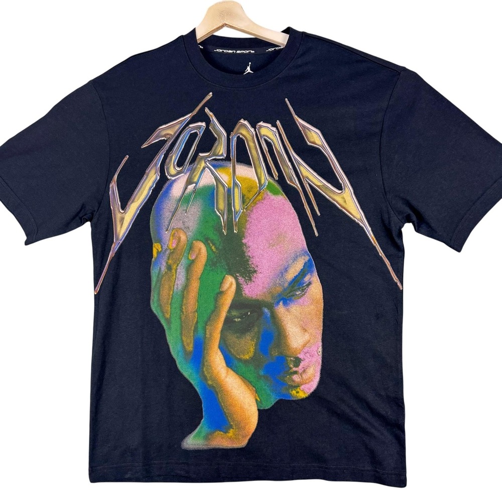Jordan Sport Shirt Mens Medium Black Dri-Fit Psychedelic Graphic Short Sleeve‎